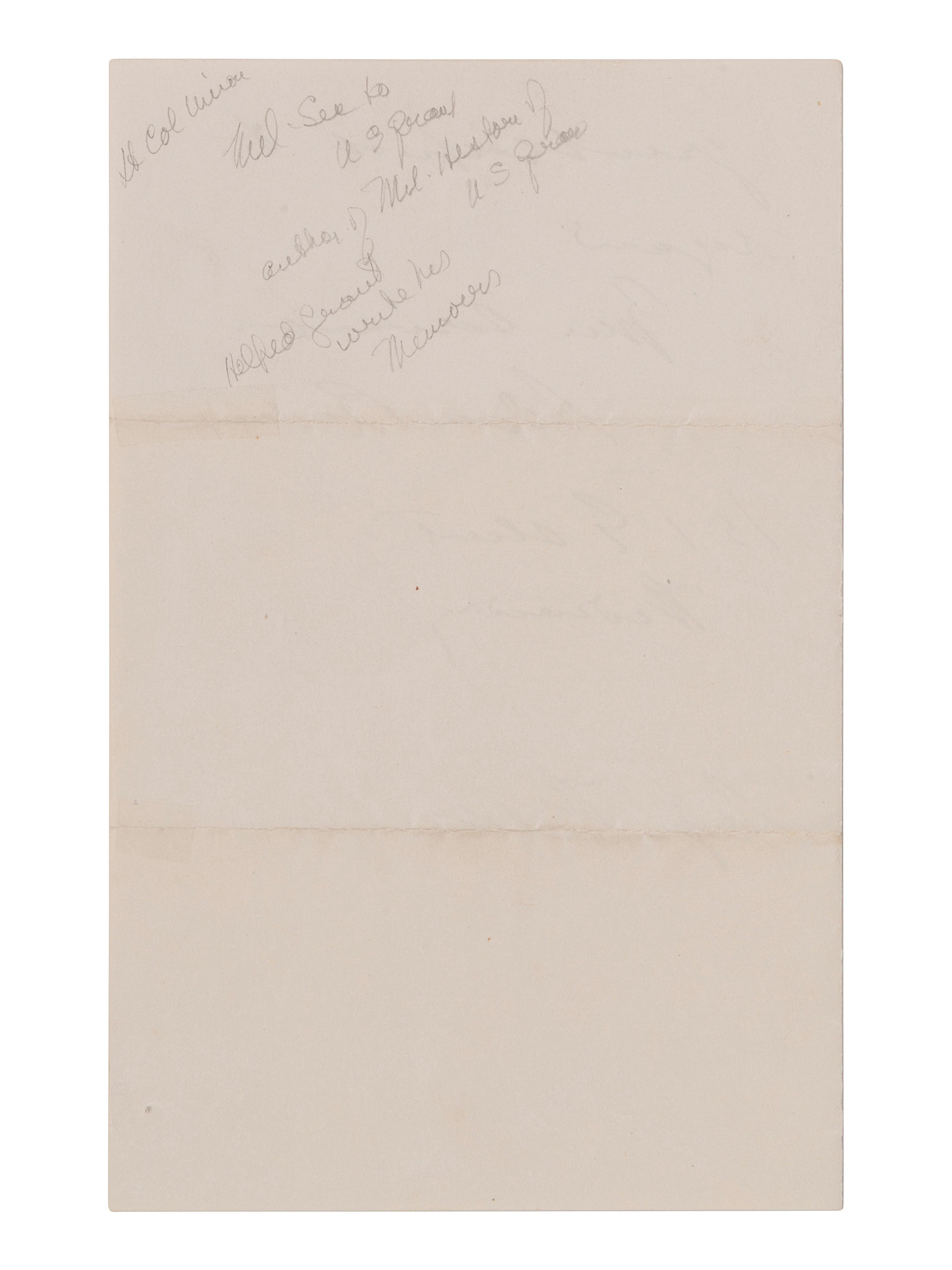 [CIVIL WAR]. BADEAU, Adam (1831-1895). ALS to Miss Kittie Hilt. [Washington, DC], n.d.