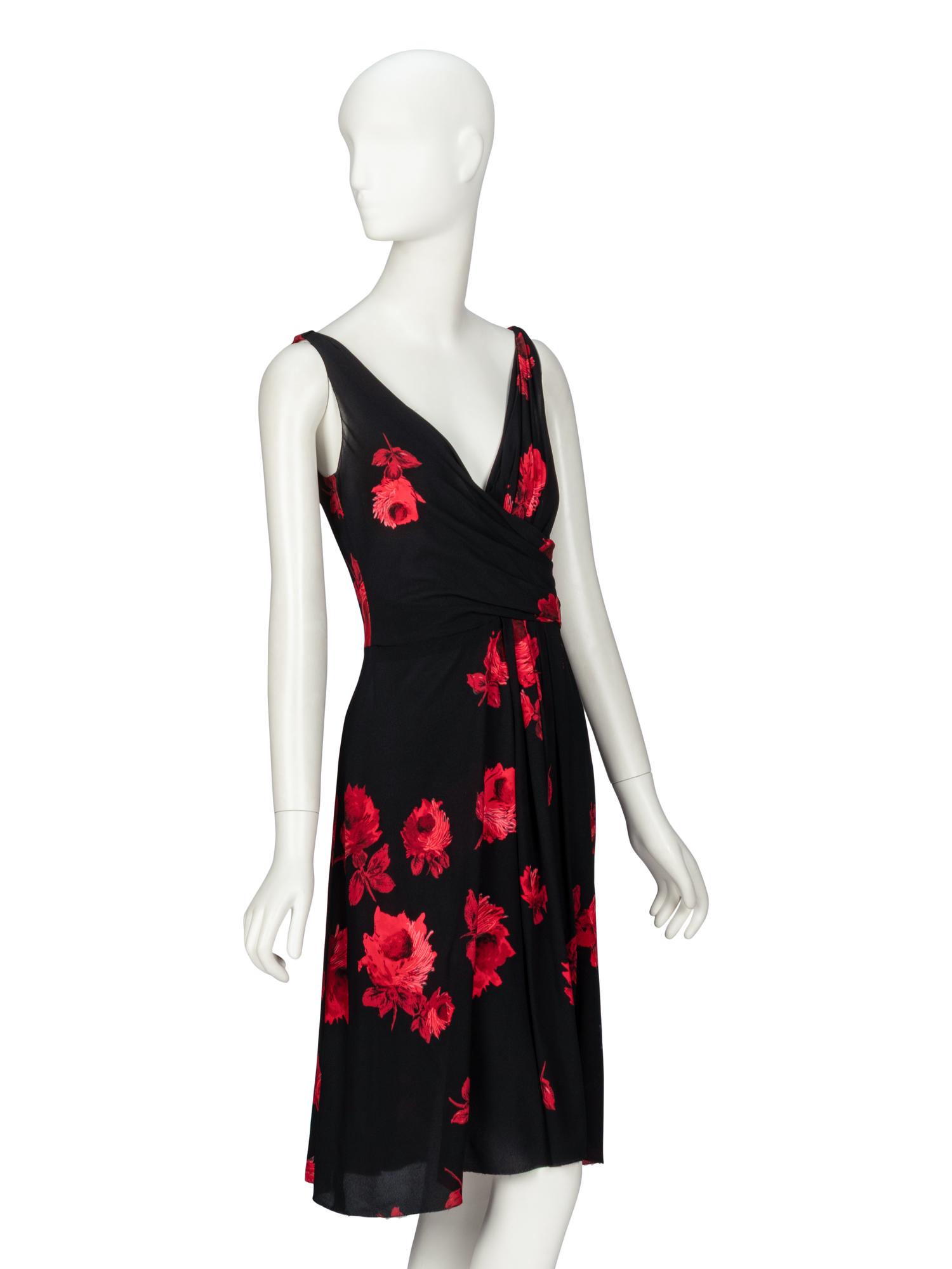 Prada, Floral Print Silk Dress