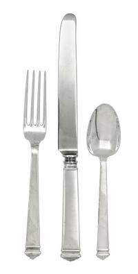 An American Silver Flatware Service, Tiffany & Co., New York, NY, Hampton pattern, comprising: 12 cream soup spoons 12 luncheon forks 1