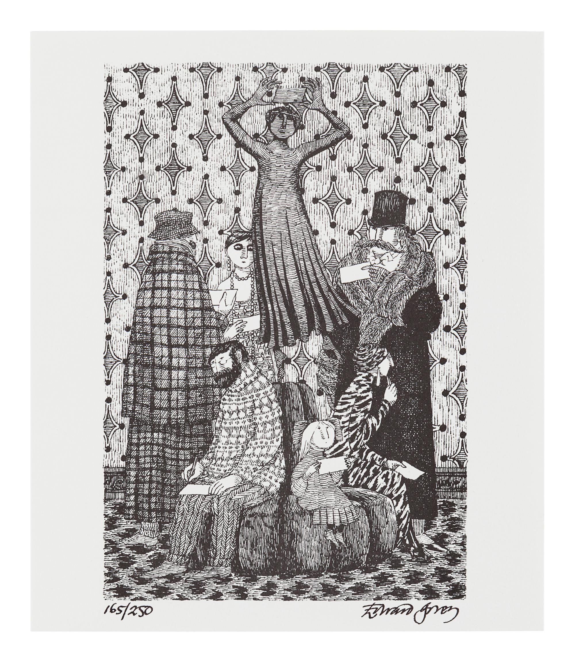 GOREY, Edward (1925-2000). The Betrayed Confidence: Seven Series of Dogear Wryde Postcard s. Orleans, MA: Parnassus Imprints, 1992.
