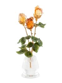 A Carved Rock Crystal and Hardstone Rose Flower Study
