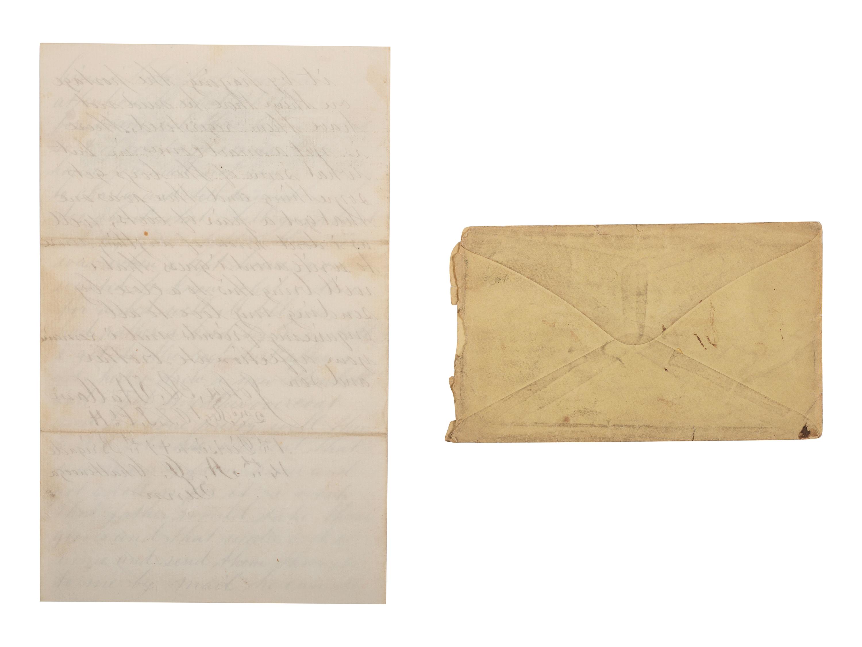 Private John R. Hallam, Company H., 2nd Ohio Volunteer Infantry Regiment. Pocket watch and letter.