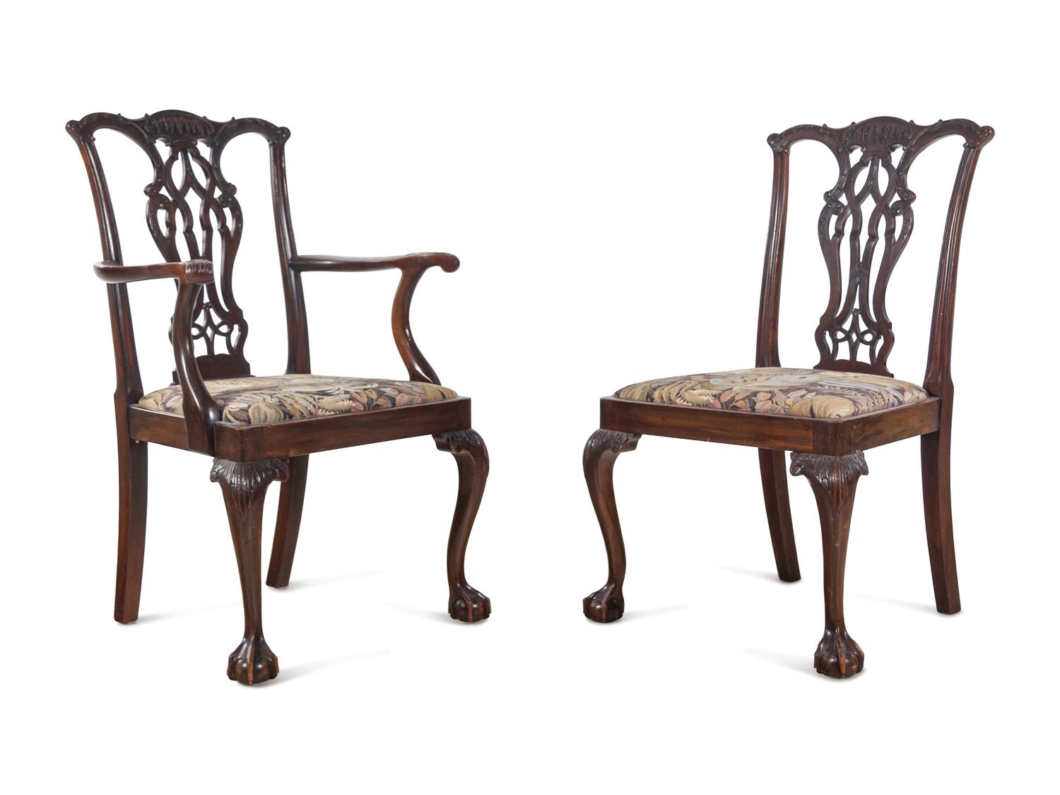 A Set of Eight George III Style Mahogany Dining Chairs