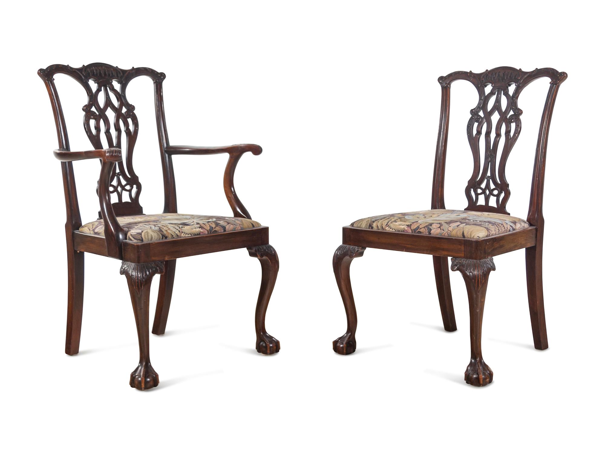 A Set of Eight George III Style Mahogany Dining Chairs