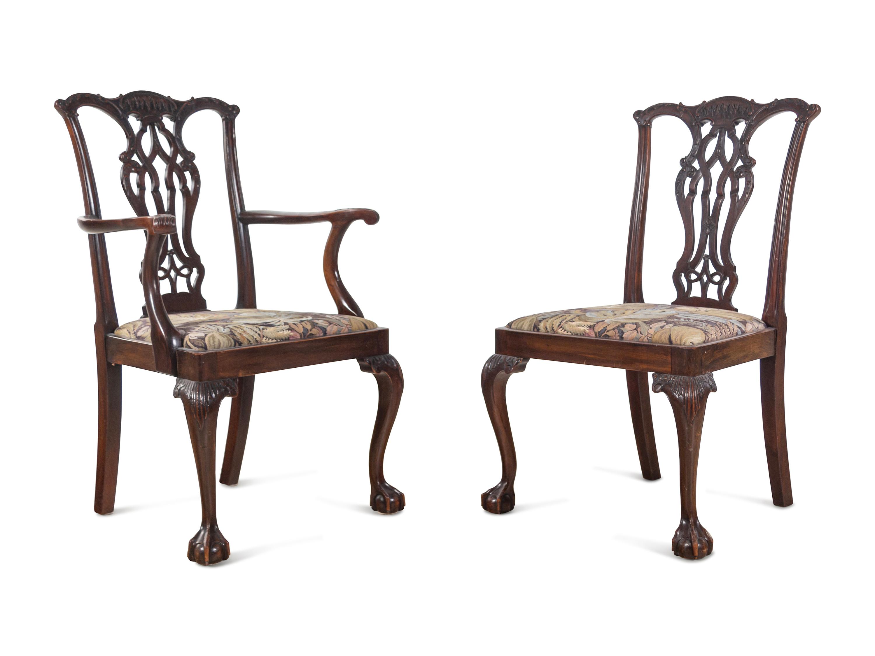 A Set of Eight George III Style Mahogany Dining Chairs