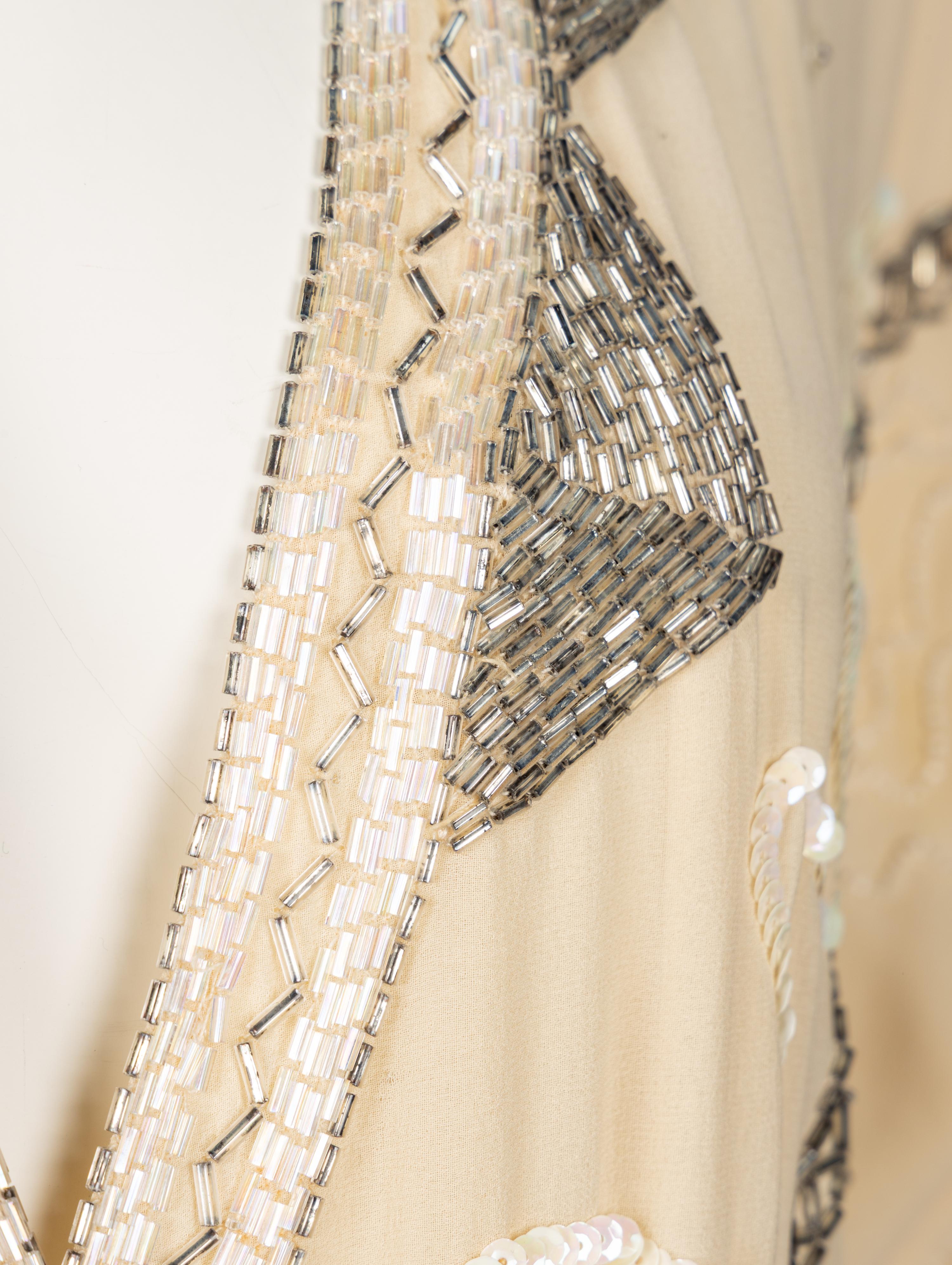 Fabrice, Beaded Cream Cocktail Dress