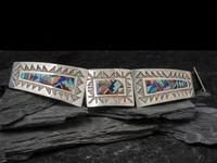 Sterling Silver and Mosaic Inlay Concha Belt