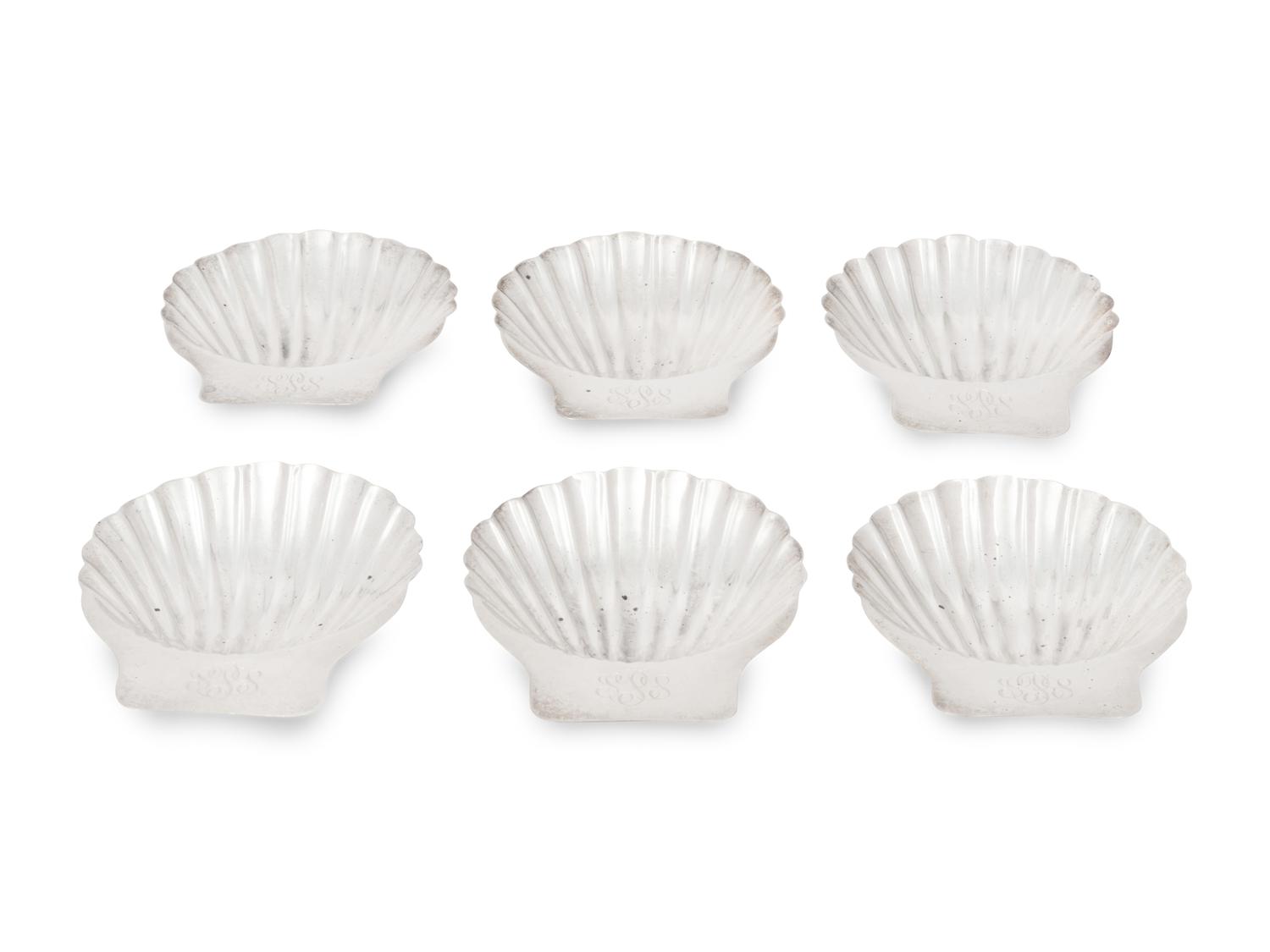 Six Mexican Silver Shell-Shaped Dishes