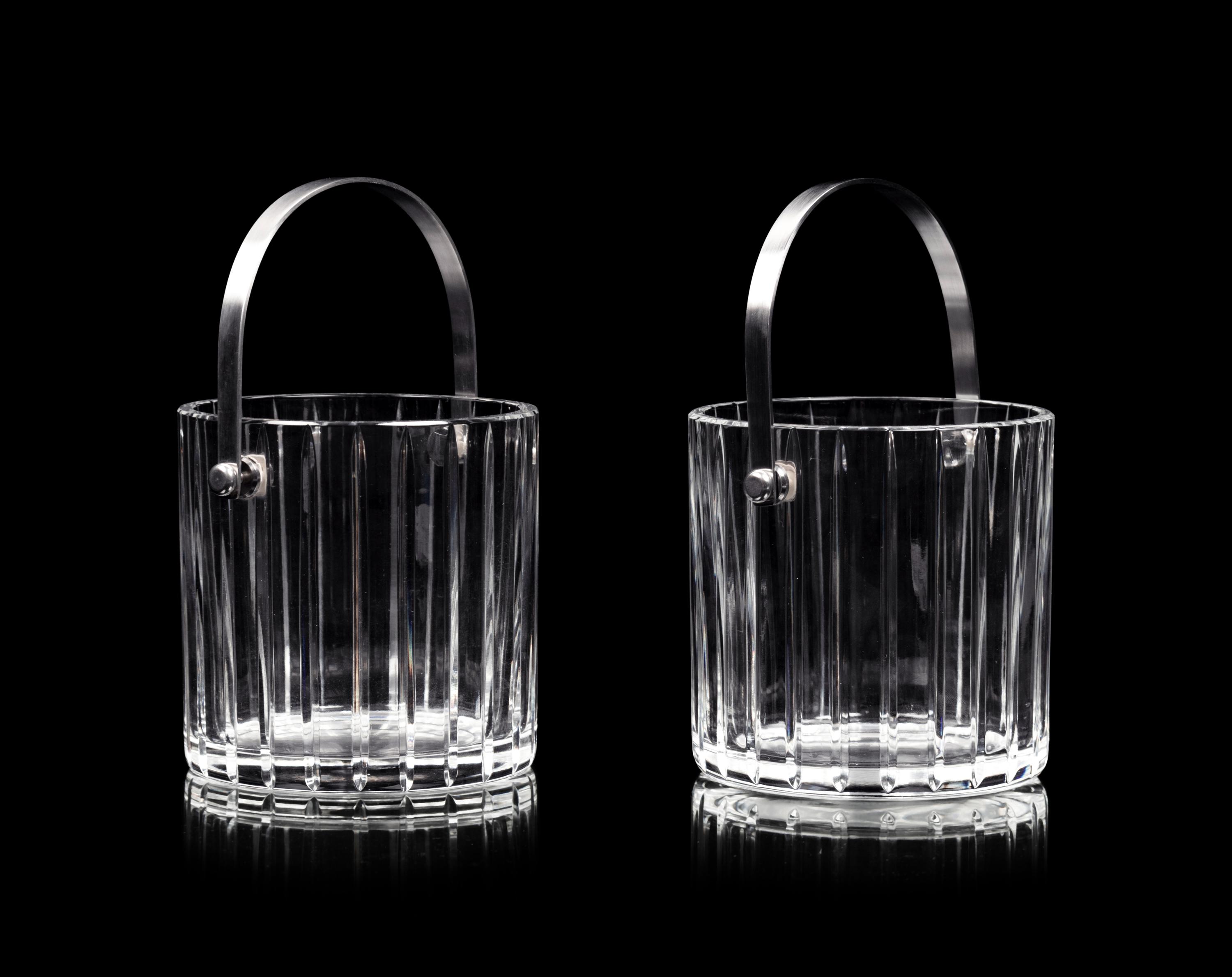 A Pair of Baccarat Glass Ice Buckets