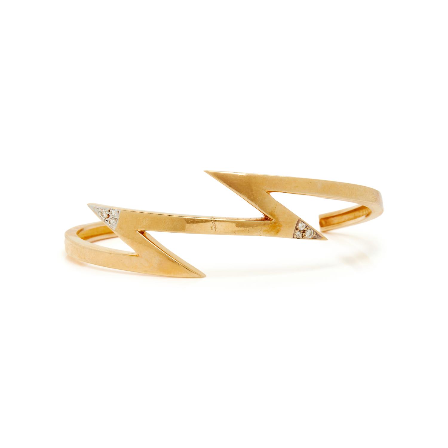 YELLOW GOLD AND DIAMOND ZIG ZAG CUFF