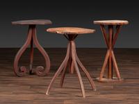 Three Primitive Carved Wood Candlestands