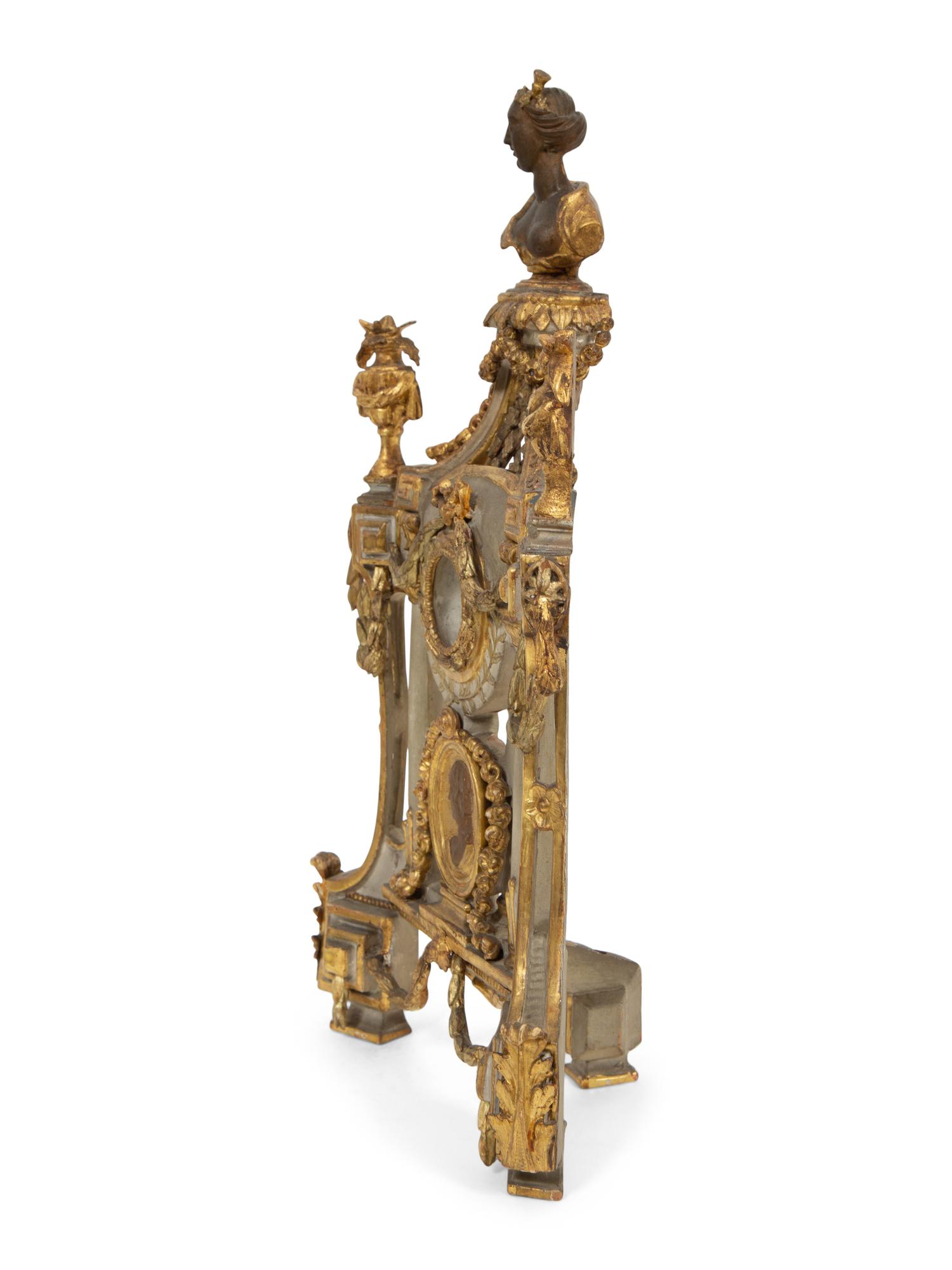 A Louis XVI Painted and Parcel Gilt Carved Wood Watch Stand