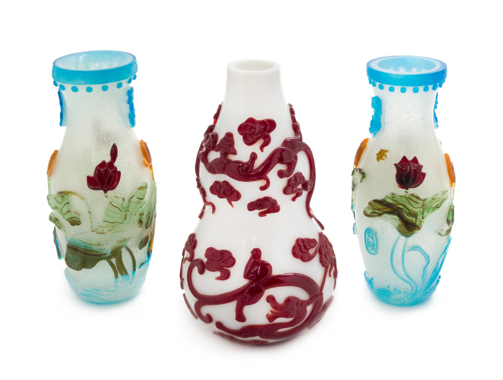 Three Peking Glass Vases Height of larger 7 1/2 inches. — LATE 19TH-20TH CENTURY