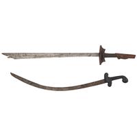 Lot of Two Ethnographic Swords: A Malayan Kampilan and Turkish Kilij