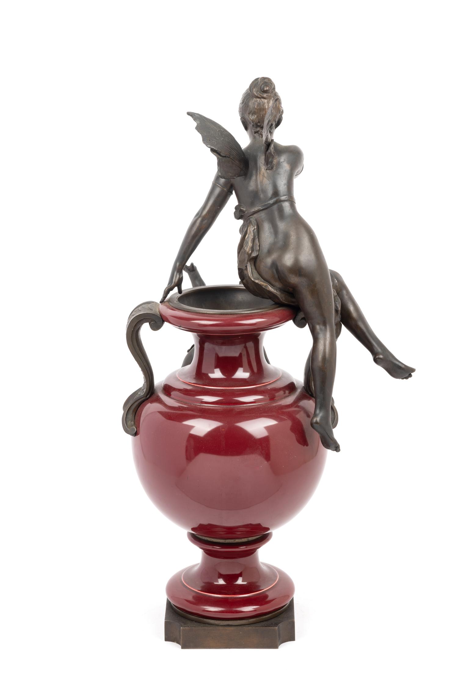 A Continental Bronze Mounted Ceramic Urn