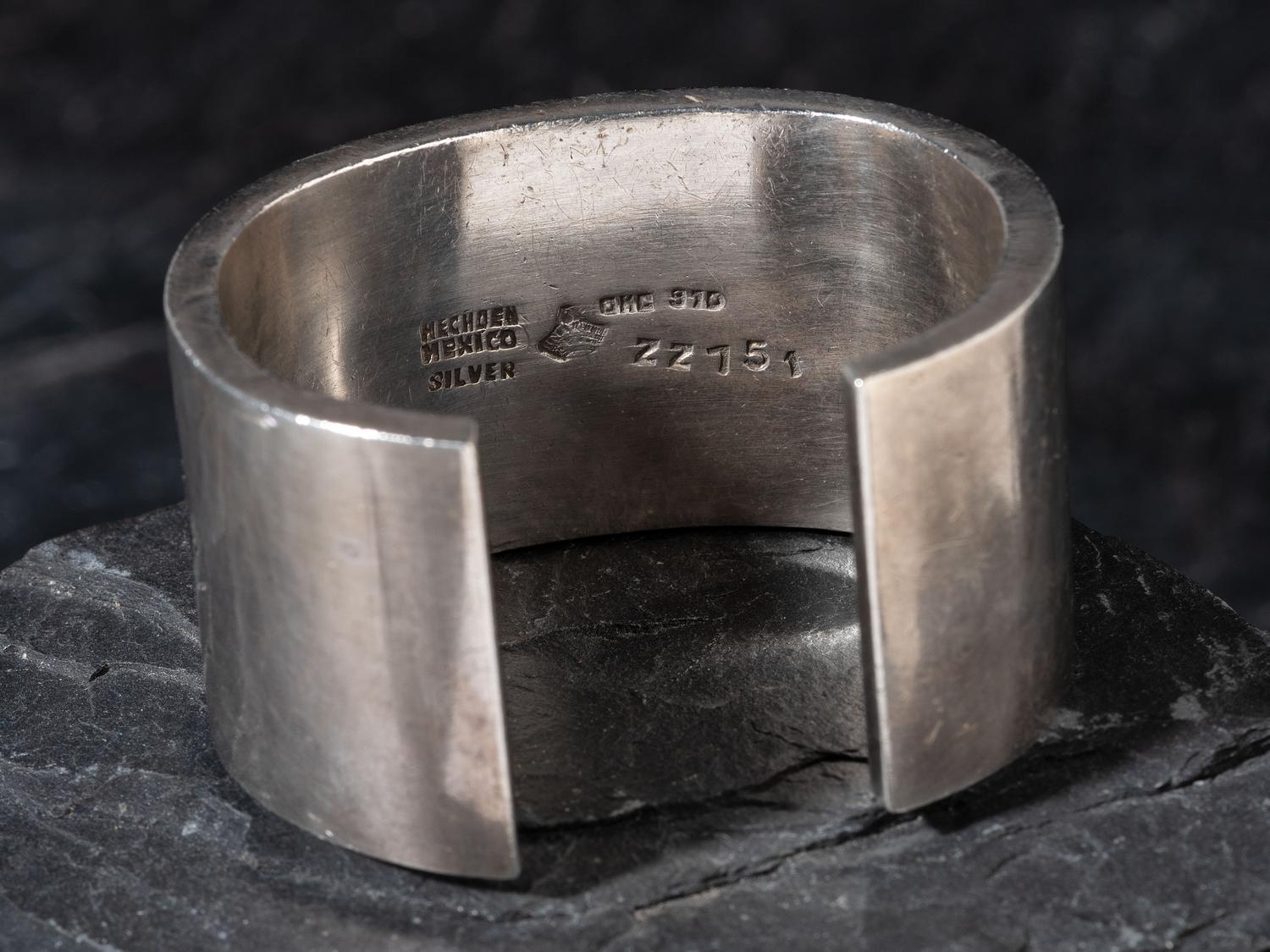 Taxco Sterling Silver and Onyx Cuff Bracelet