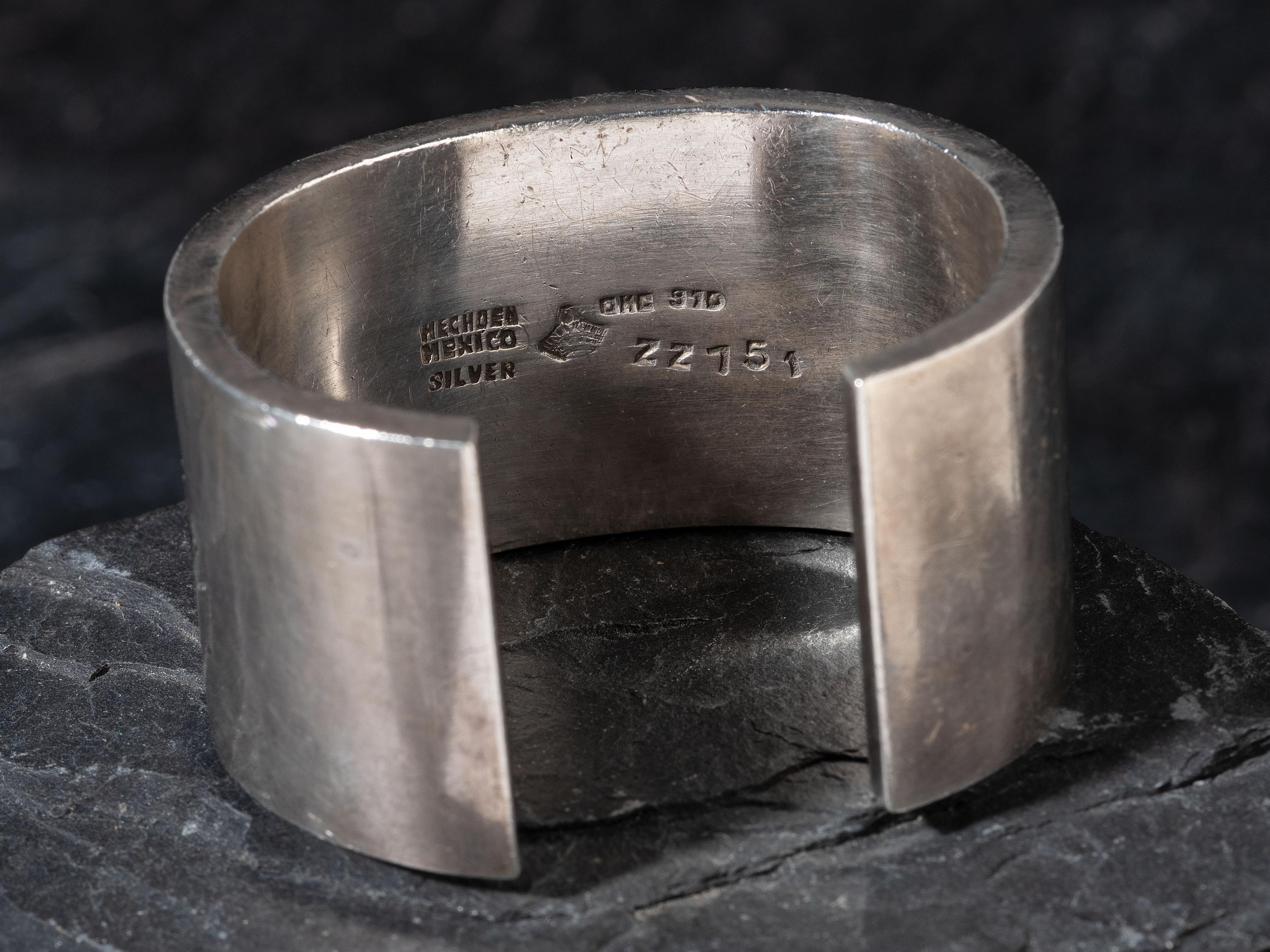 Taxco Sterling Silver and Onyx Cuff Bracelet