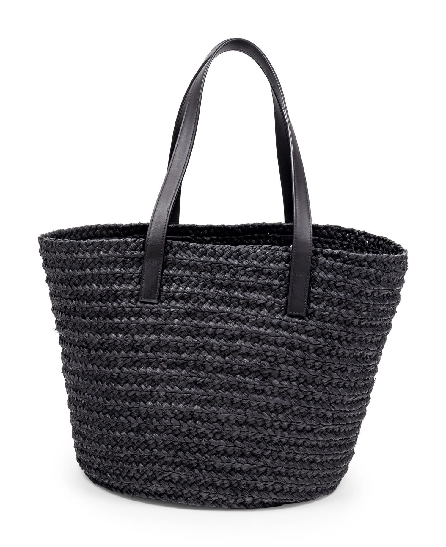 Saint Laurent Panier Straw Tote with Leather Handles