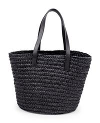 Saint Laurent Panier Straw Tote with Leather Handles