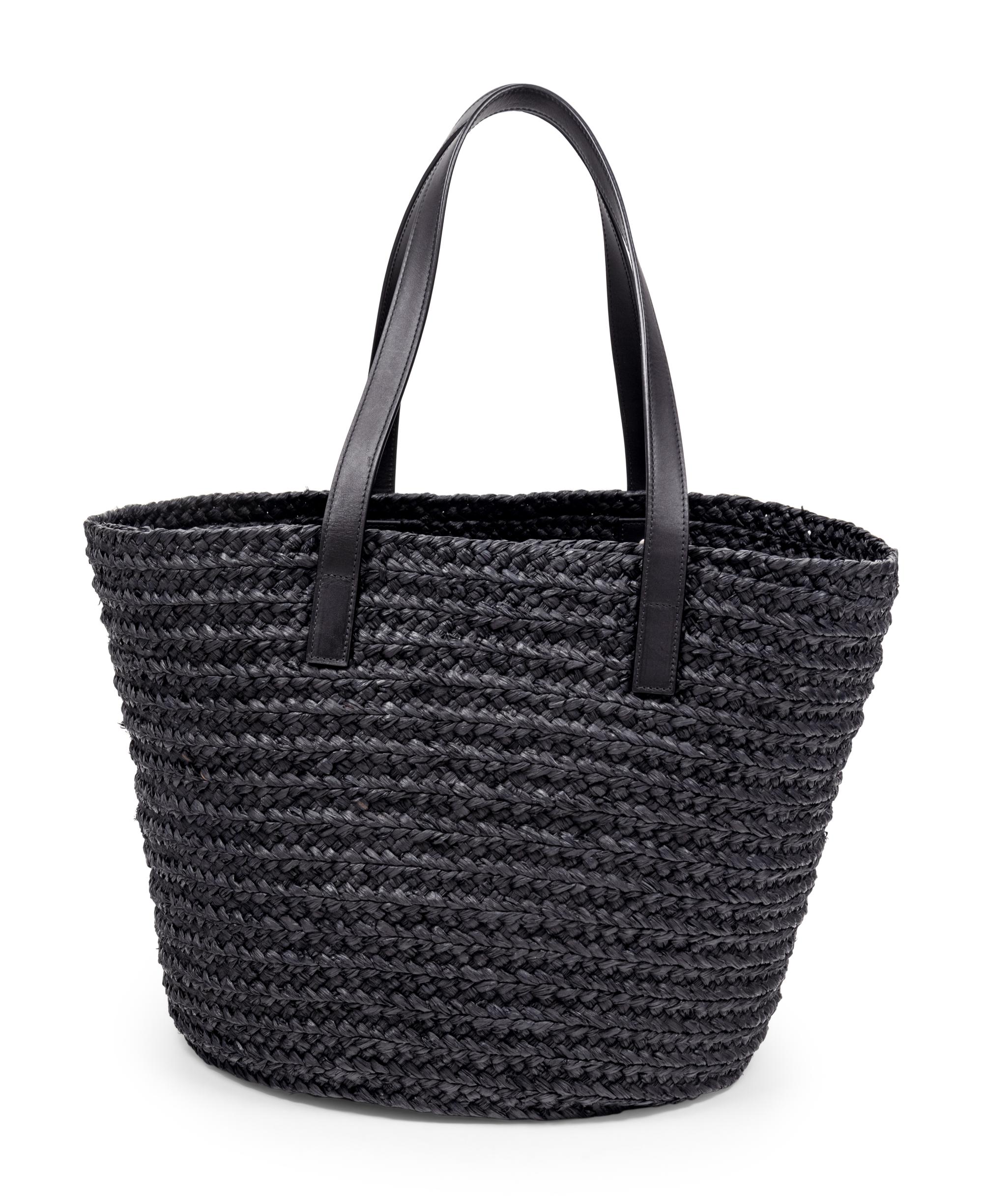 Saint Laurent Panier Straw Tote with Leather Handles