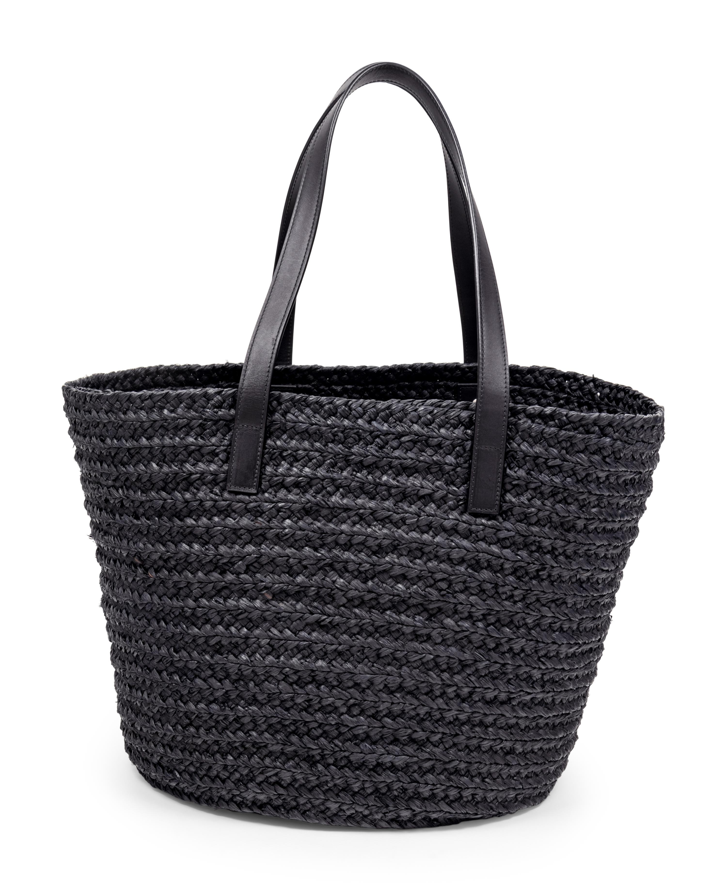 Saint Laurent Panier Straw Tote with Leather Handles