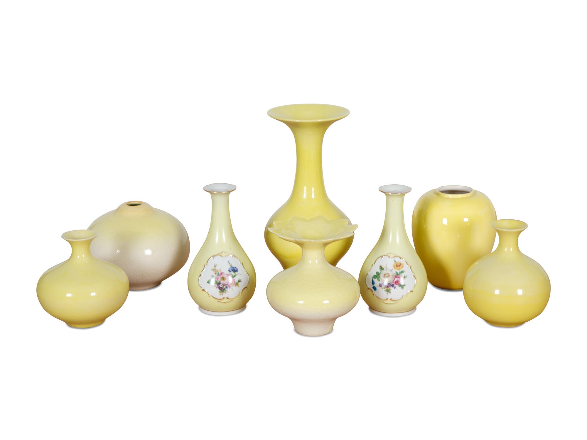 A Collection of Yellow Glazed Porcelain Articles