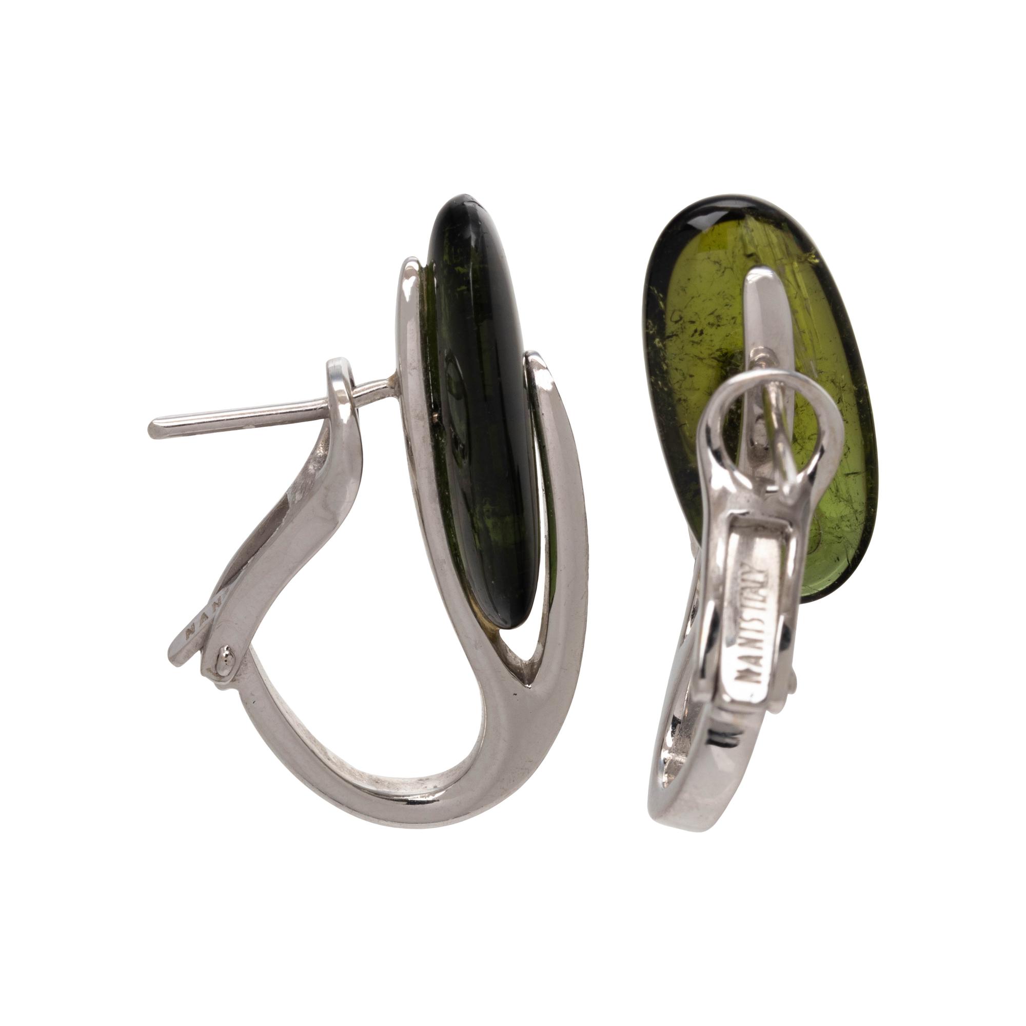 NANIS, DIAMOND AND GREEN TOURMALINE EARCLIPS