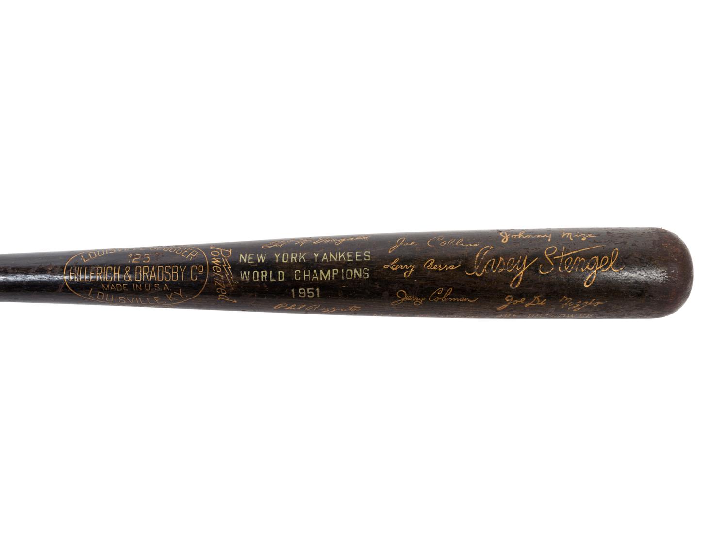 A 1951 New York Yankees World Series Champions Presentation Black Bat,