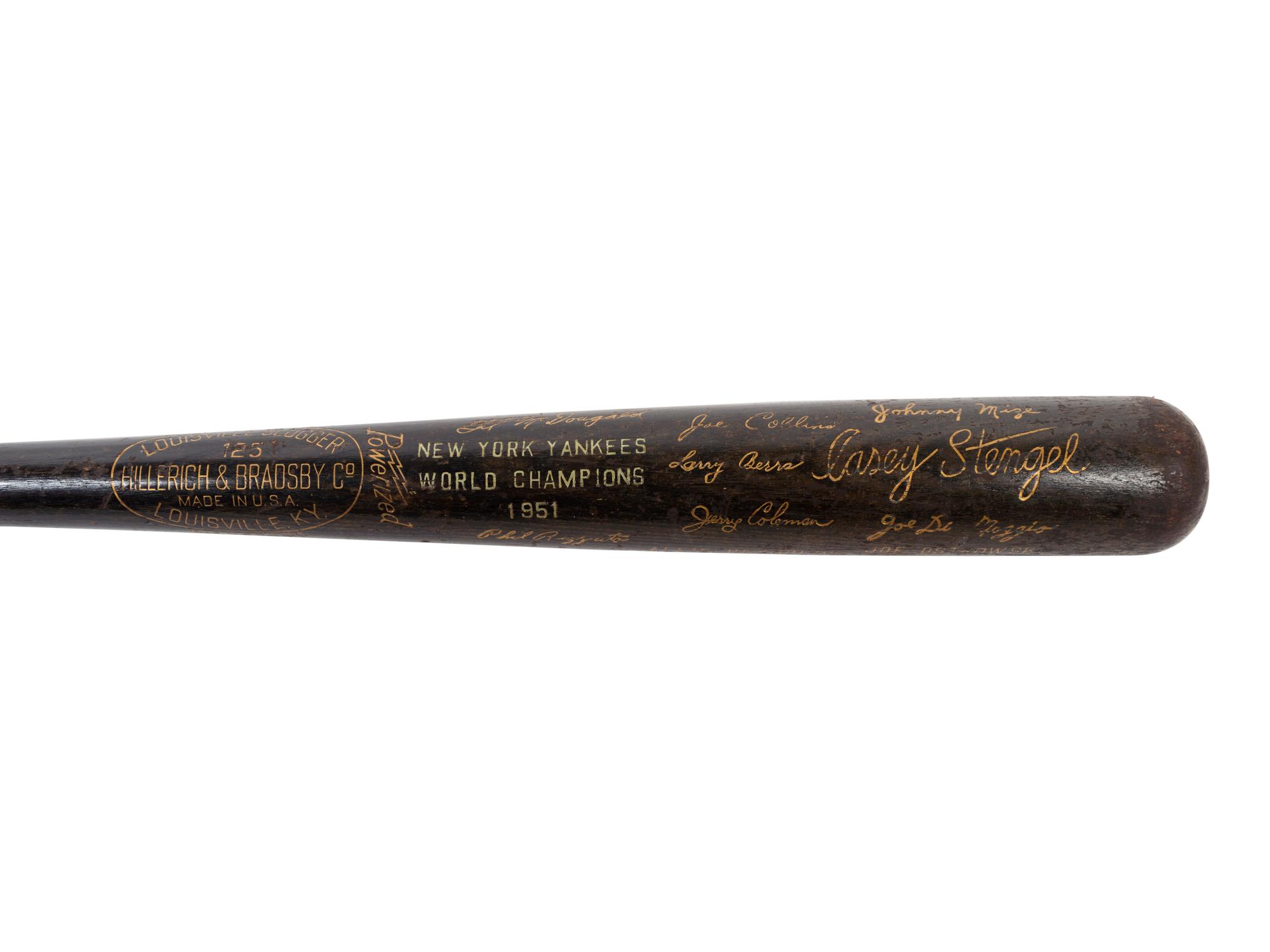A 1951 New York Yankees World Series Champions Presentation Black Bat,
