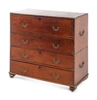 An English Brass Mounted Elm Campaign Desk