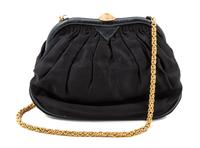 A Chanel Black Vintage Silk Evening Bag, 8" x 6" x 2".