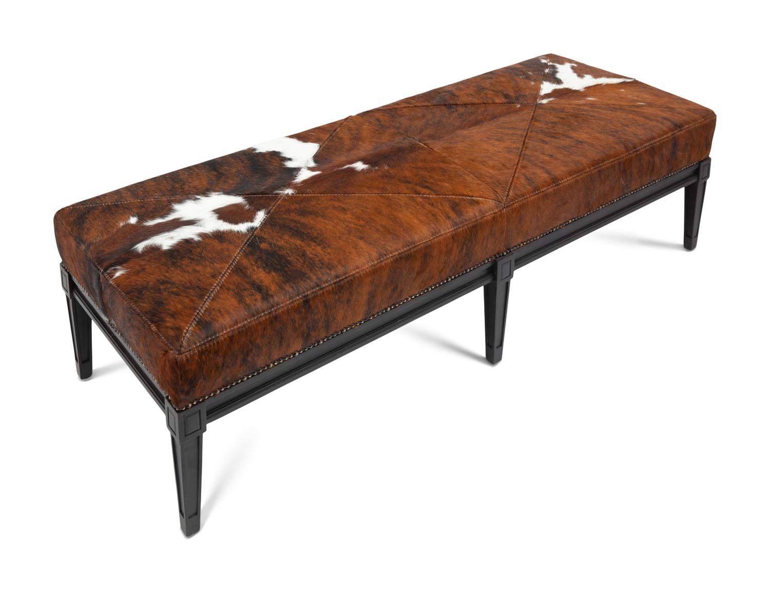 A Contemporary Cowhide Upholstered Bench