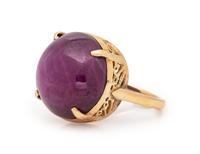 A 14 Karat Yellow Gold and Star Ruby Ring,