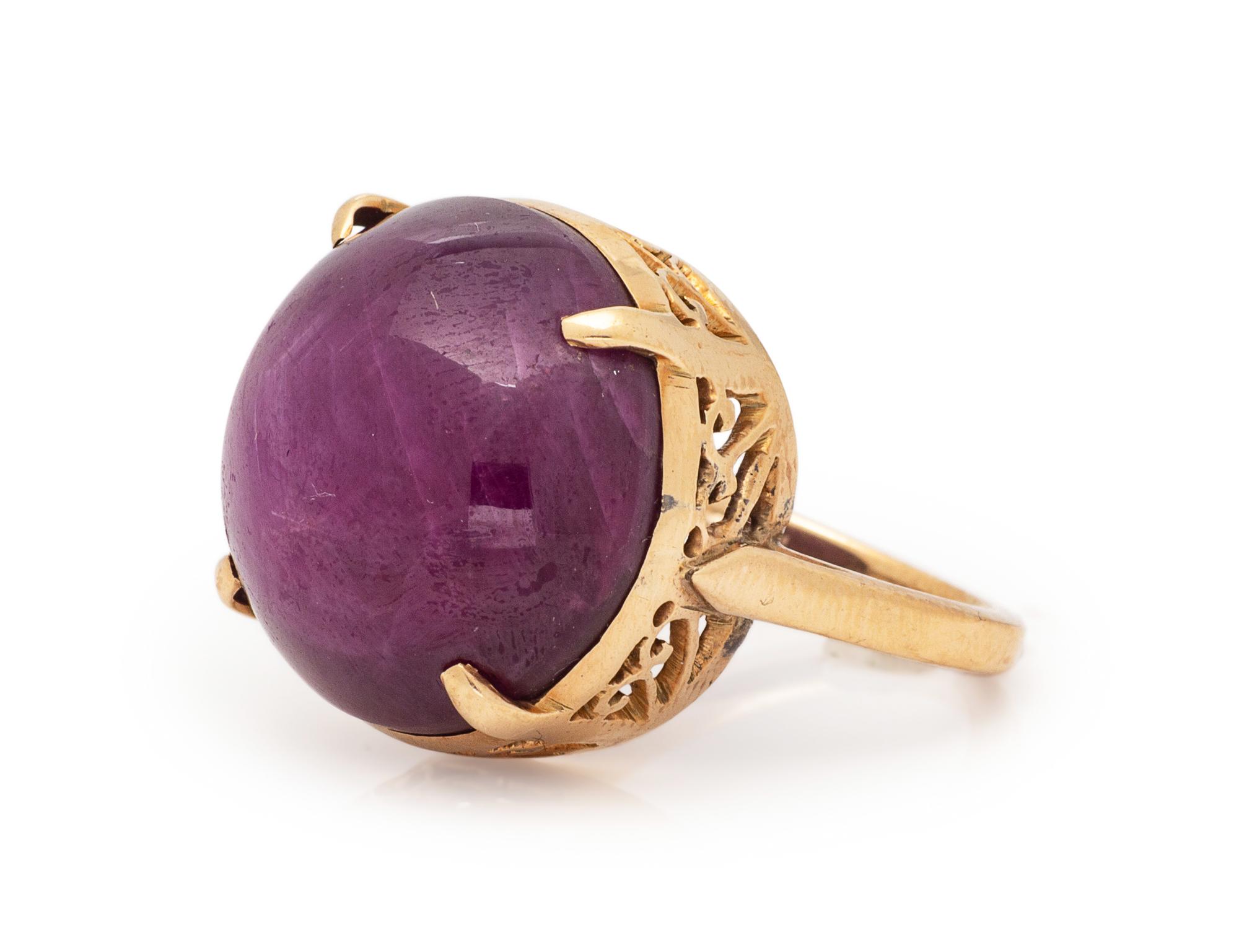A 14 Karat Yellow Gold and Star Ruby Ring,