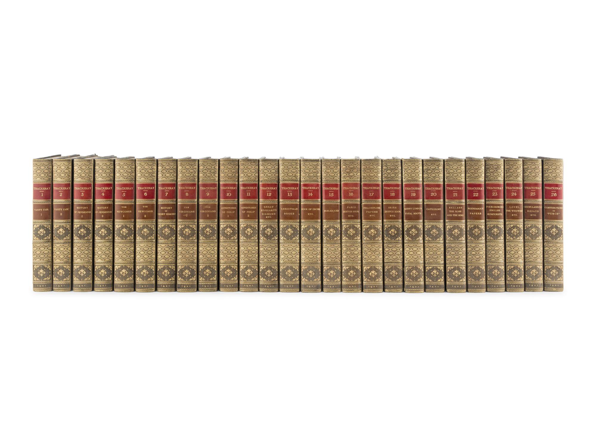 [BINDINGS]. THACKERAY, William Makepeace (1811-1863). The Works . London and Philadelphia: Smith, Elder & Co., and J.B. Lippincott Company, 1901.