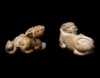 Two Chinese Jade Figures of Mythical Beasts