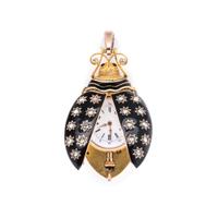 ANTIQUE, YELLOW GOLD, ENAMEL AND DIAMOND BEETLE PENDANT WATCH