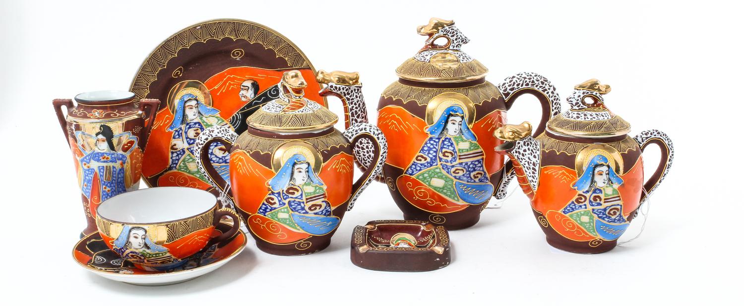 A Japanese Porcelain Tea Service Height of teapot 7 3/8 inches. — 20TH CENTURY