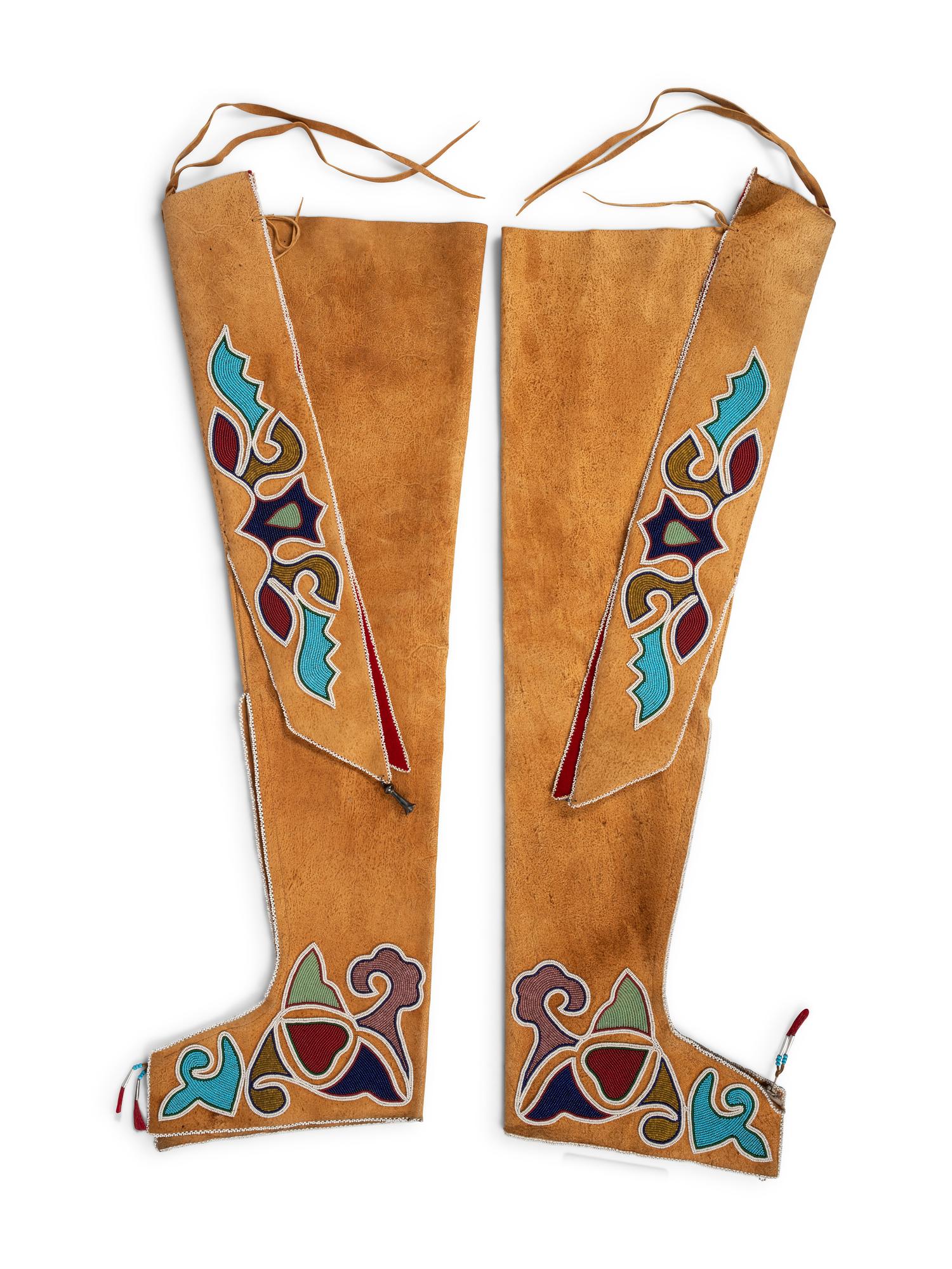 Contemporary Mesquakie Beaded Hide Leggings