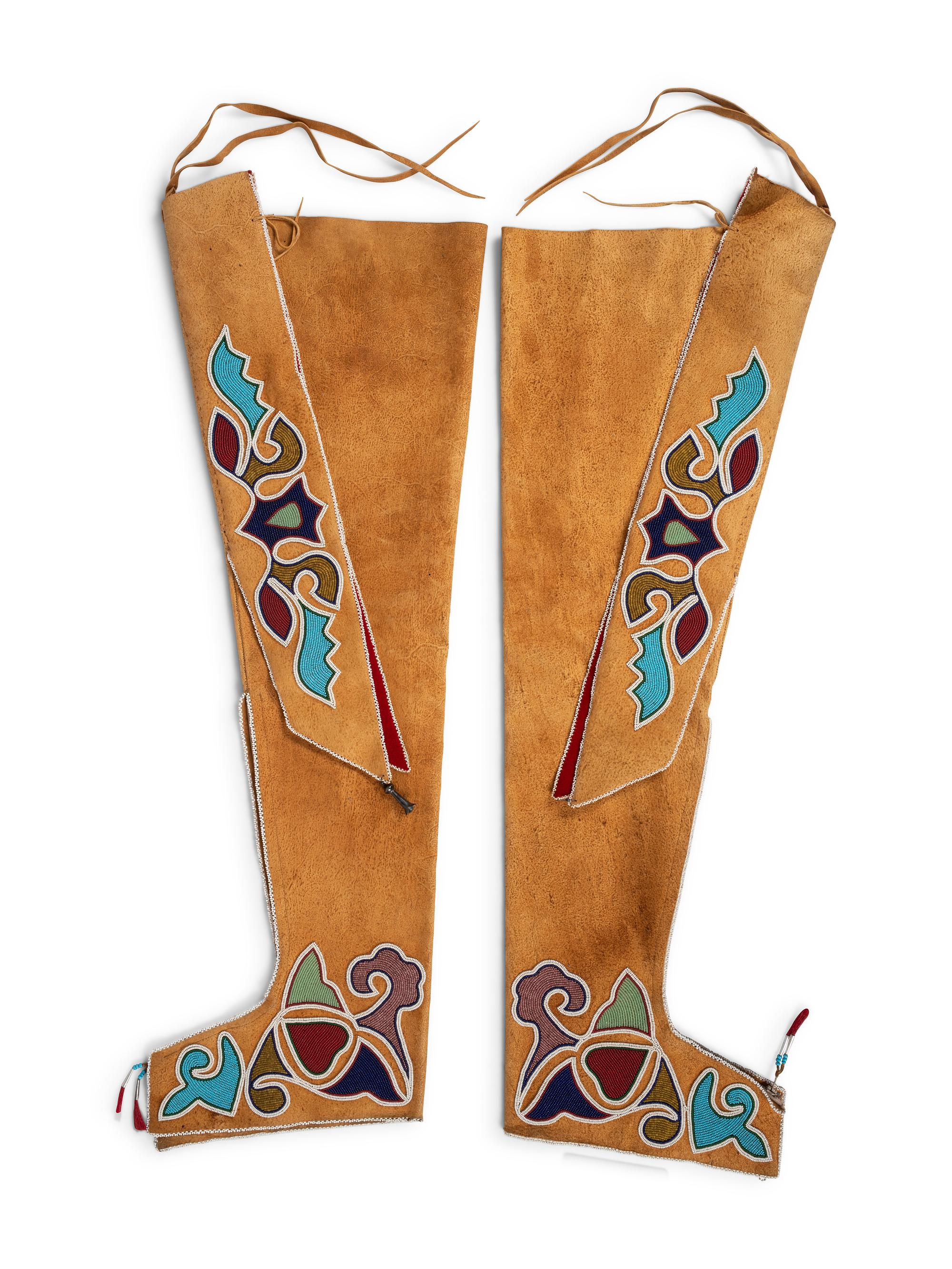 Contemporary Mesquakie Beaded Hide Leggings