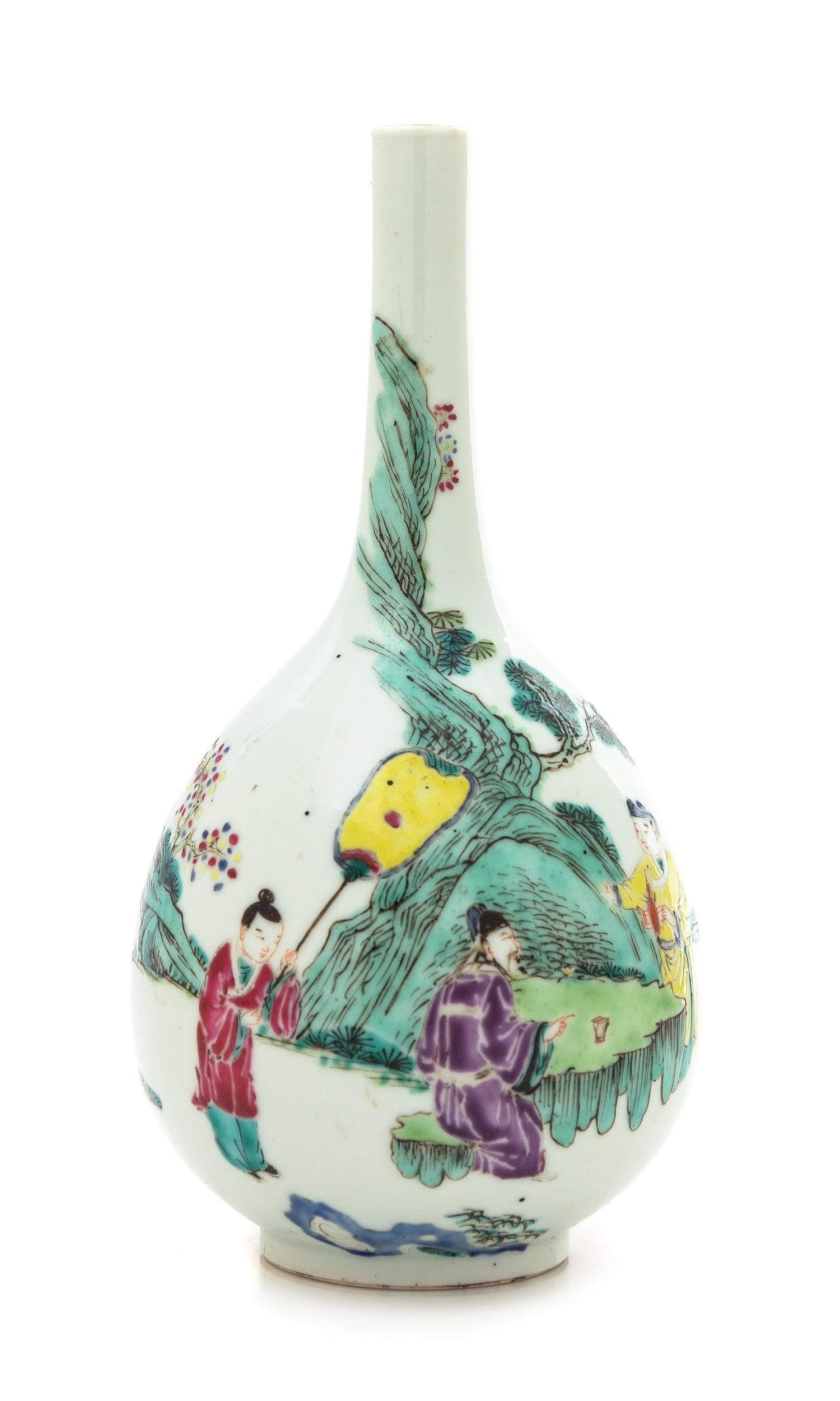 A Famille Verte Porcelain Figural Vase Height 7 1/2 inches. — 19TH CENTURY