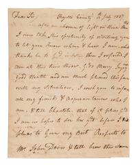 [ENSLAVEMENT]. Letter from a formerly enslaved man named George. 10 July 1827.