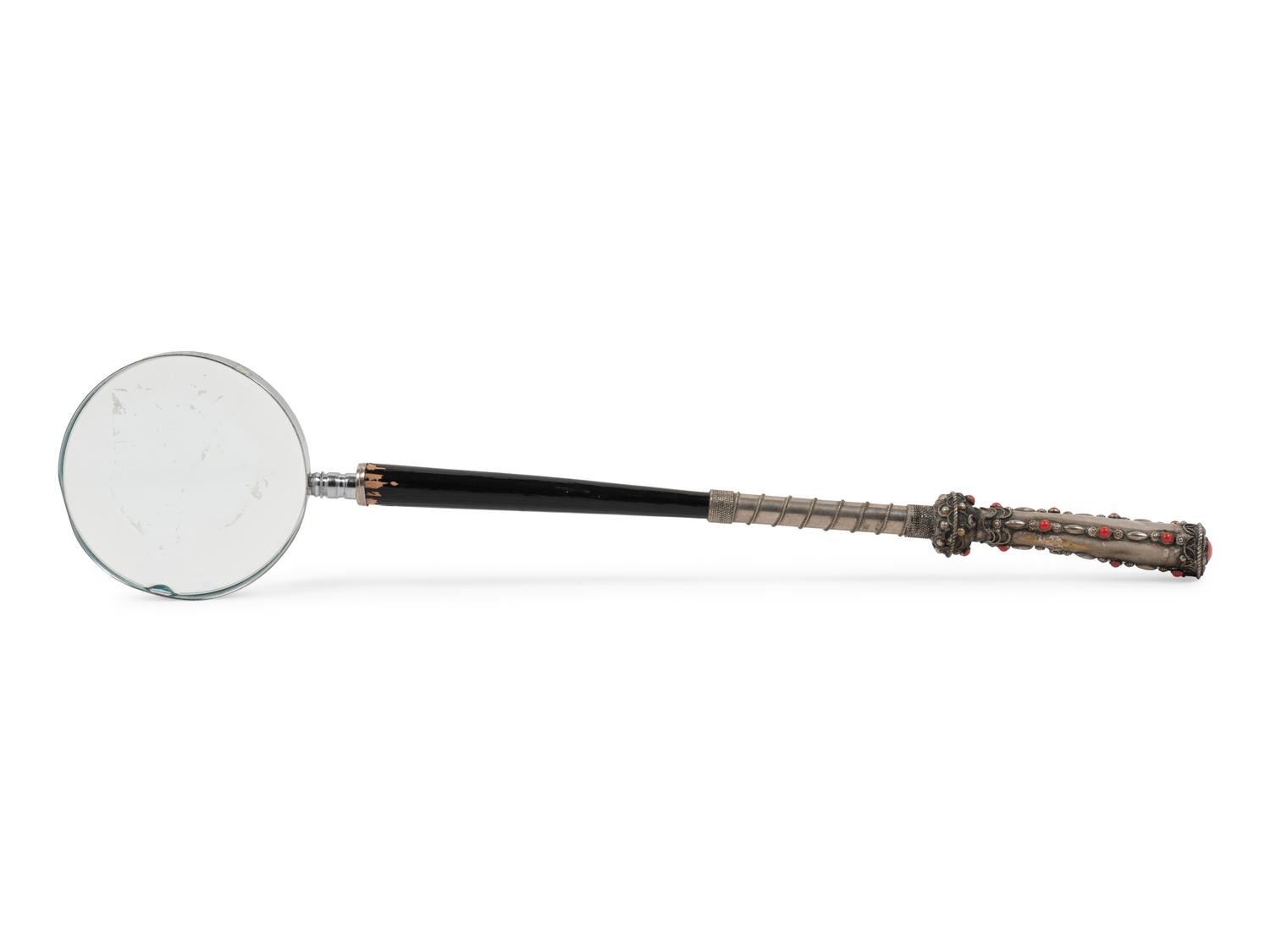 A Victorian Silver Parasol Handle Fitted as a Magnifying Glass