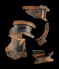 66 Attic Red-Figured Column Krater Fragments with Warriors