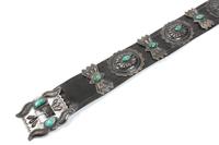 Navajo Turquoise and Silver Concho Belt Length 43 inches