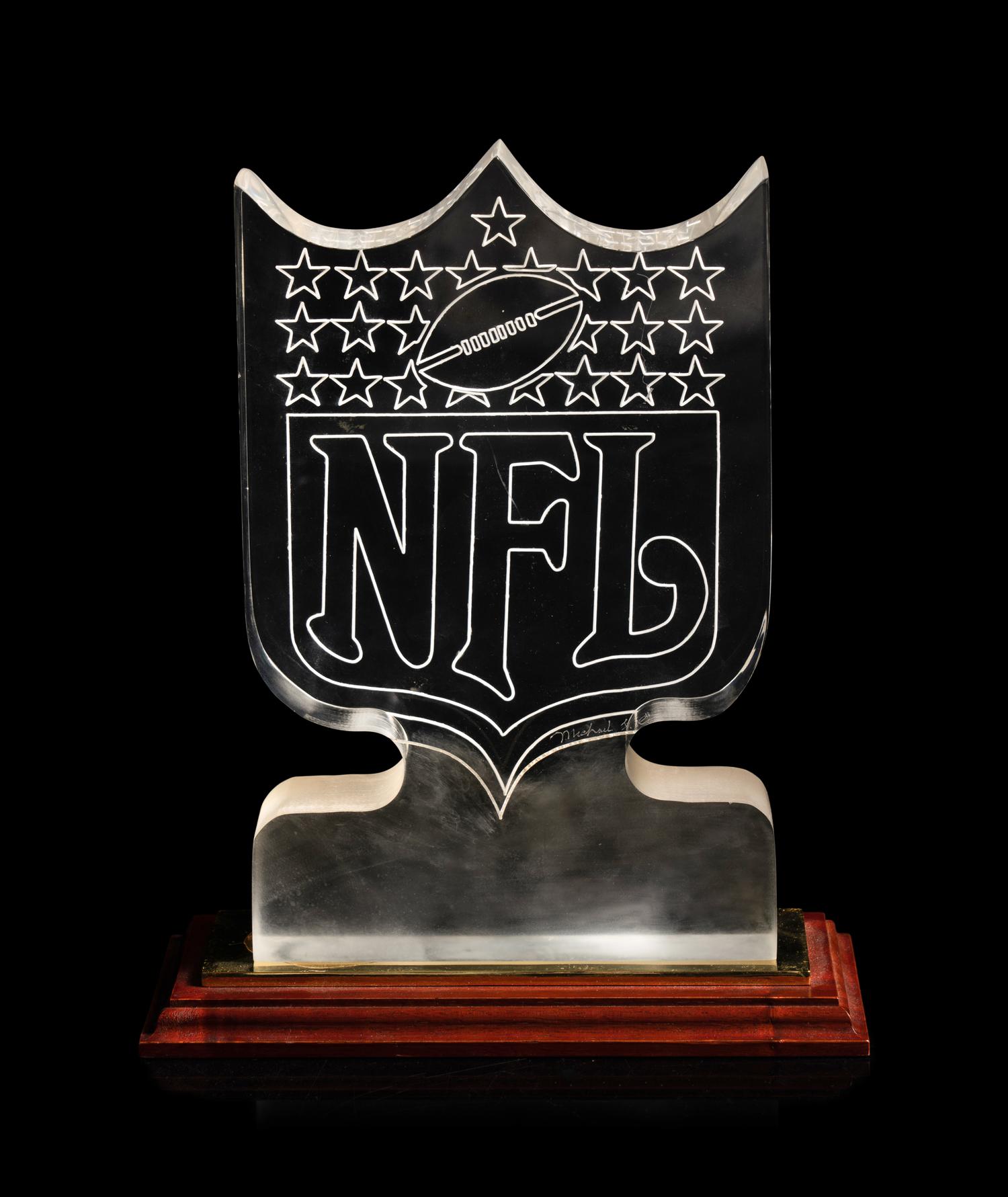 Mike Ditka's Personally Owned Frosted Glass NFL Award Formerly Displayed in Ditka's Chicago Home