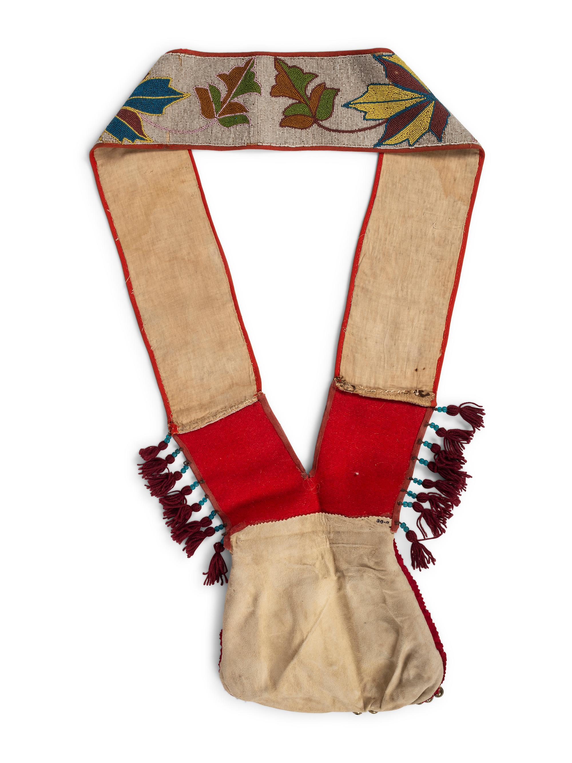 Anishinaabe Beaded Bandolier Straps, with Maple Leaves