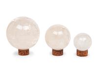 Three Rock Crystal Spherical Ornaments