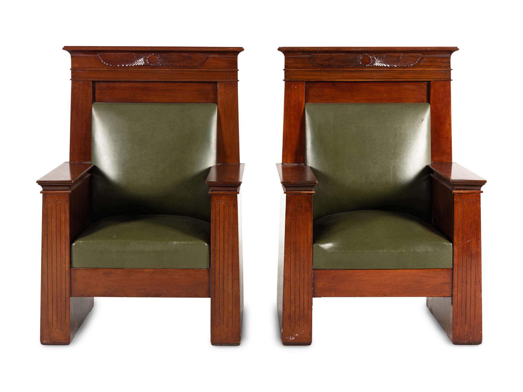 A Pair of Egyptian Revival Throne Chairs