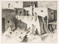Corn Husking, Taos Pueblo